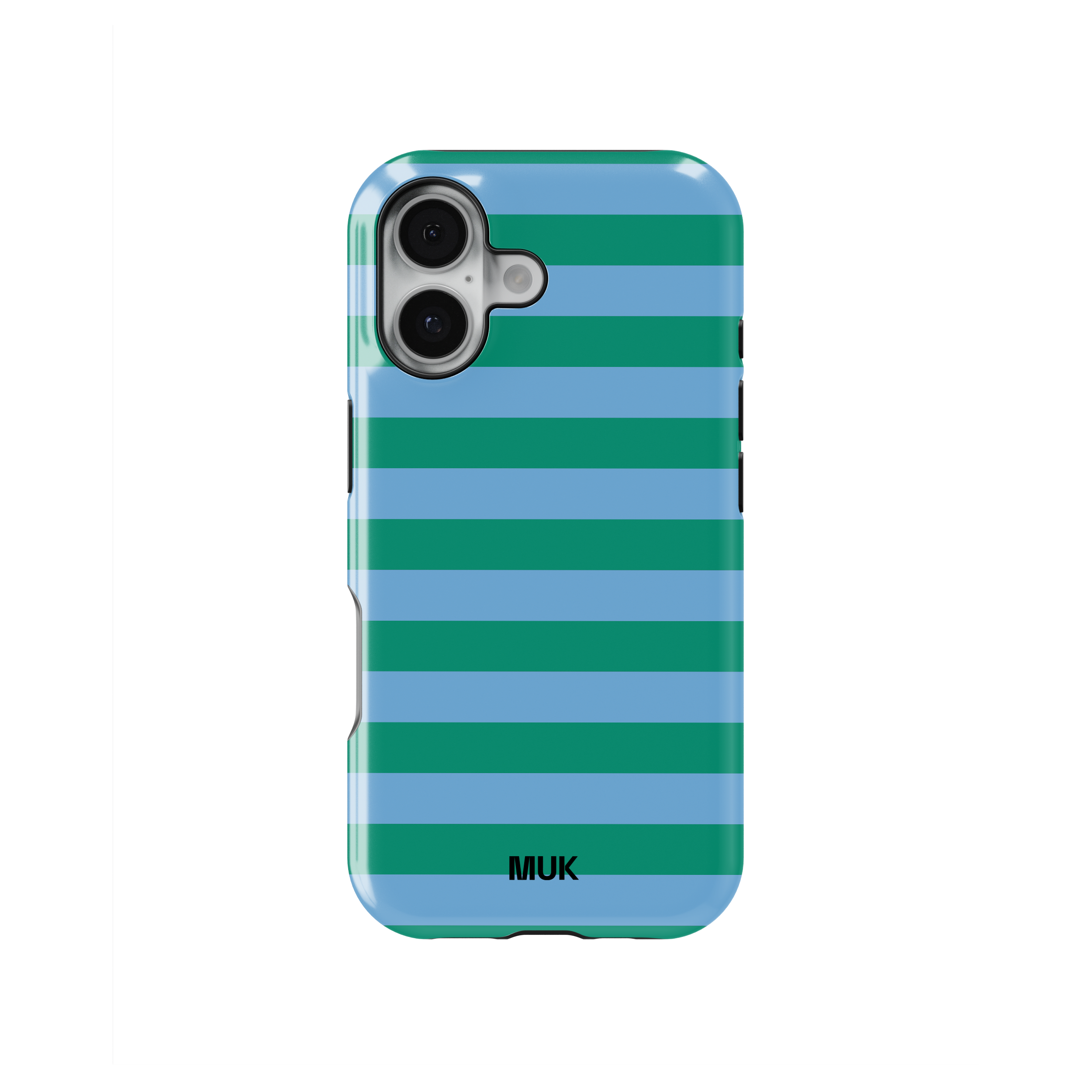 Tough Magsafe phone case -Stripes Blue Green