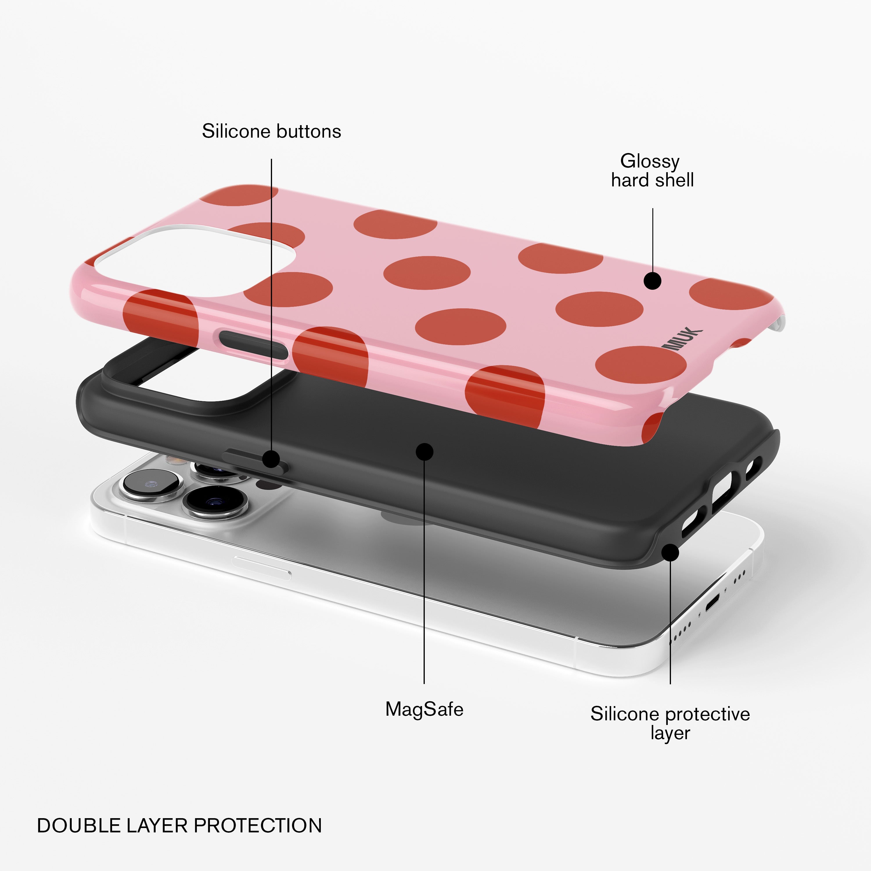 Funda de móvil Tough Magsafe - Big Dots Pink Red