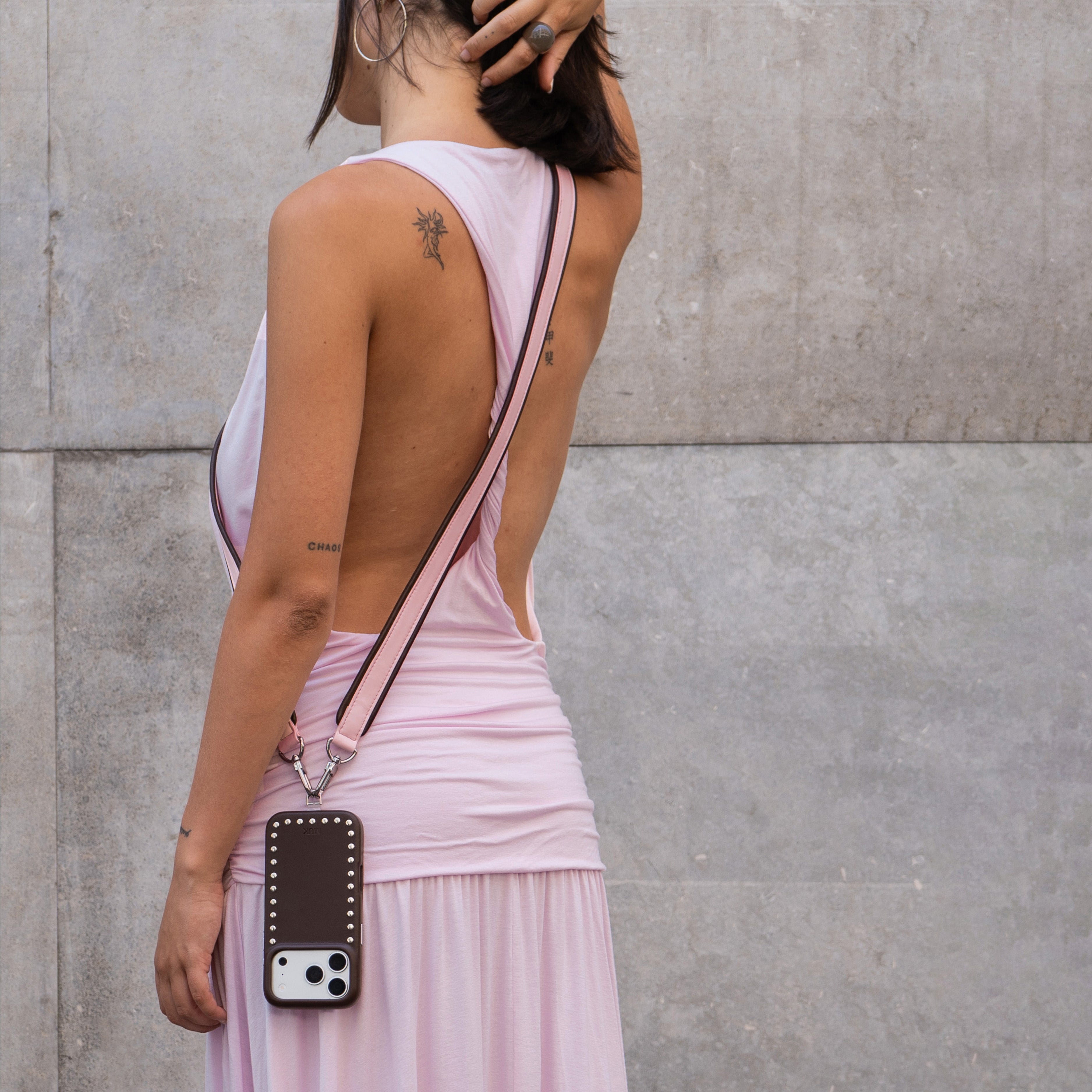 Cuerda piel bicolor - Pink Brown