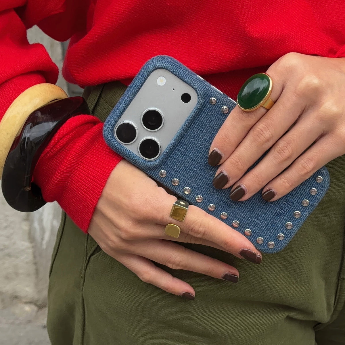 Funda de móvil Denim Studs Case