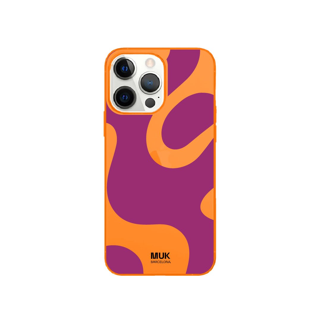 Orange fluor phone case with Aqua design
