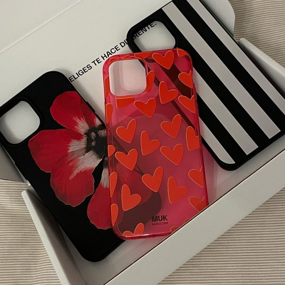 Funda de móvil Hearts - Fluor Pink
