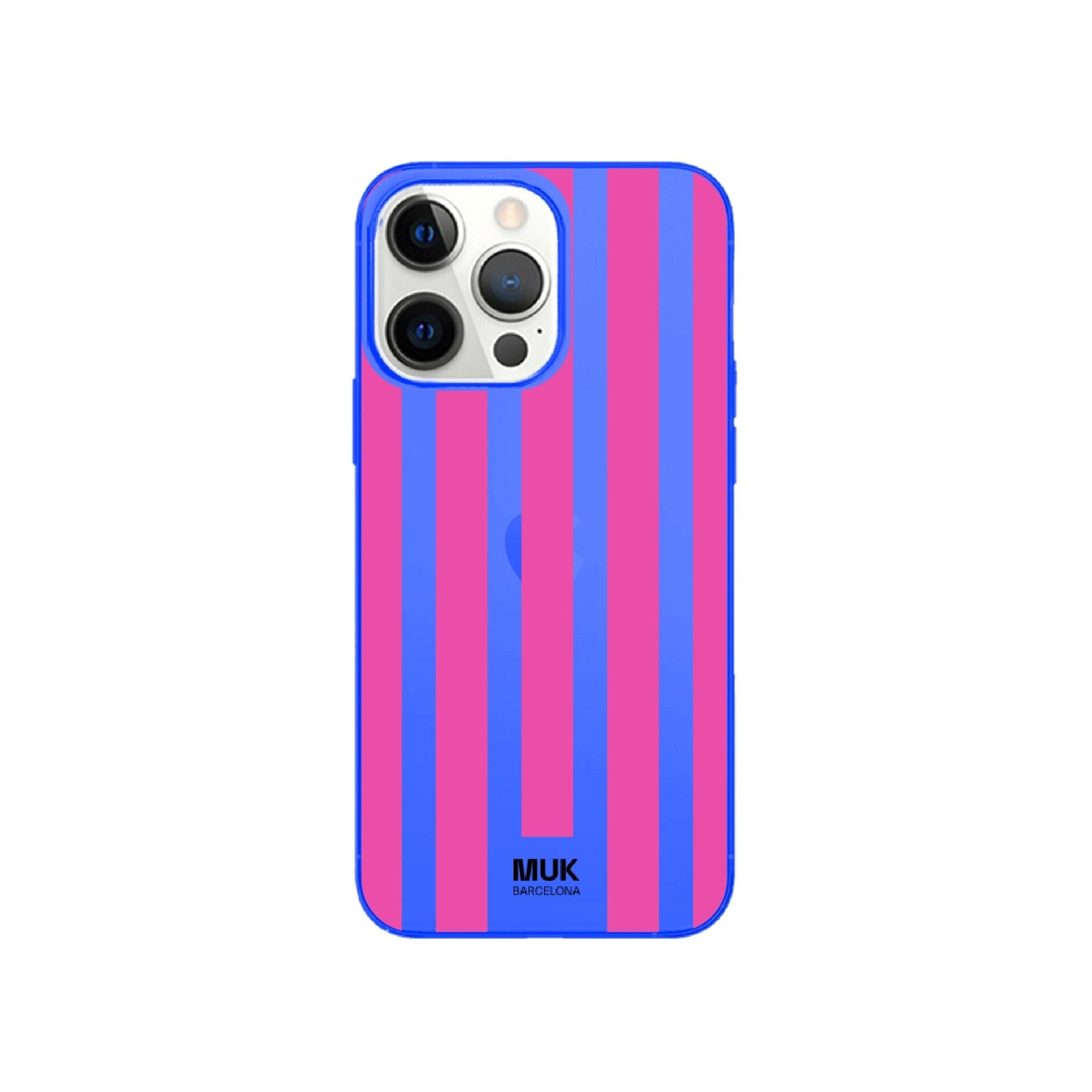Clear phone case with green background and blue stripes sailor style.