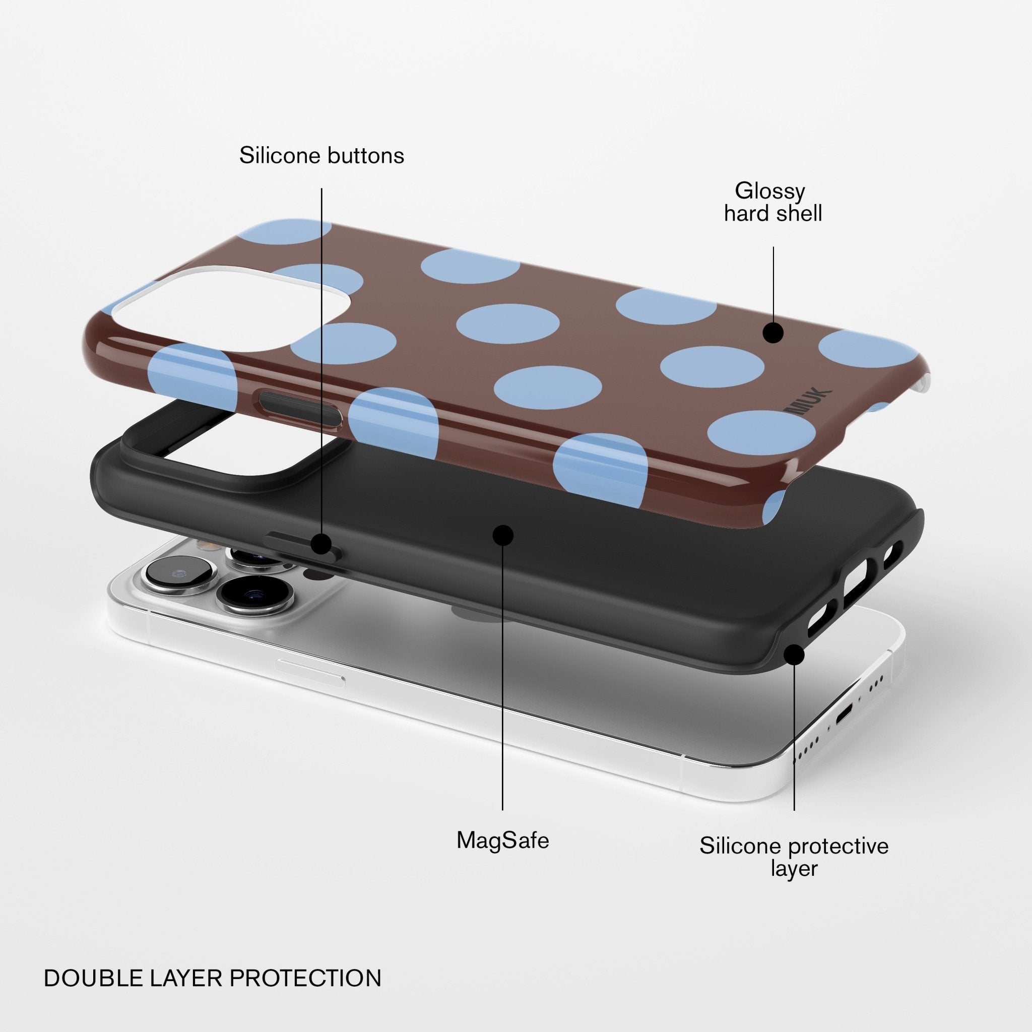 Funda de móvil Tough Magsafe - Big Dots Brown Blue