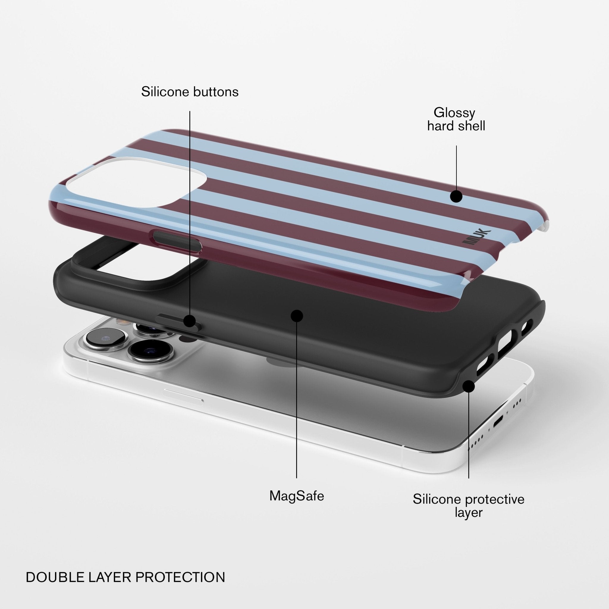 Funda de móvil Tough Magsafe - Stripes Brown Blue