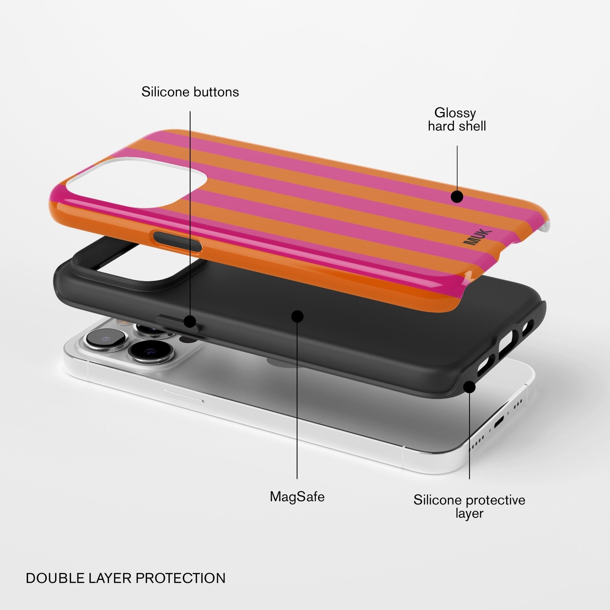 Funda de móvil Tough Magsafe - Stripes Pink Orange