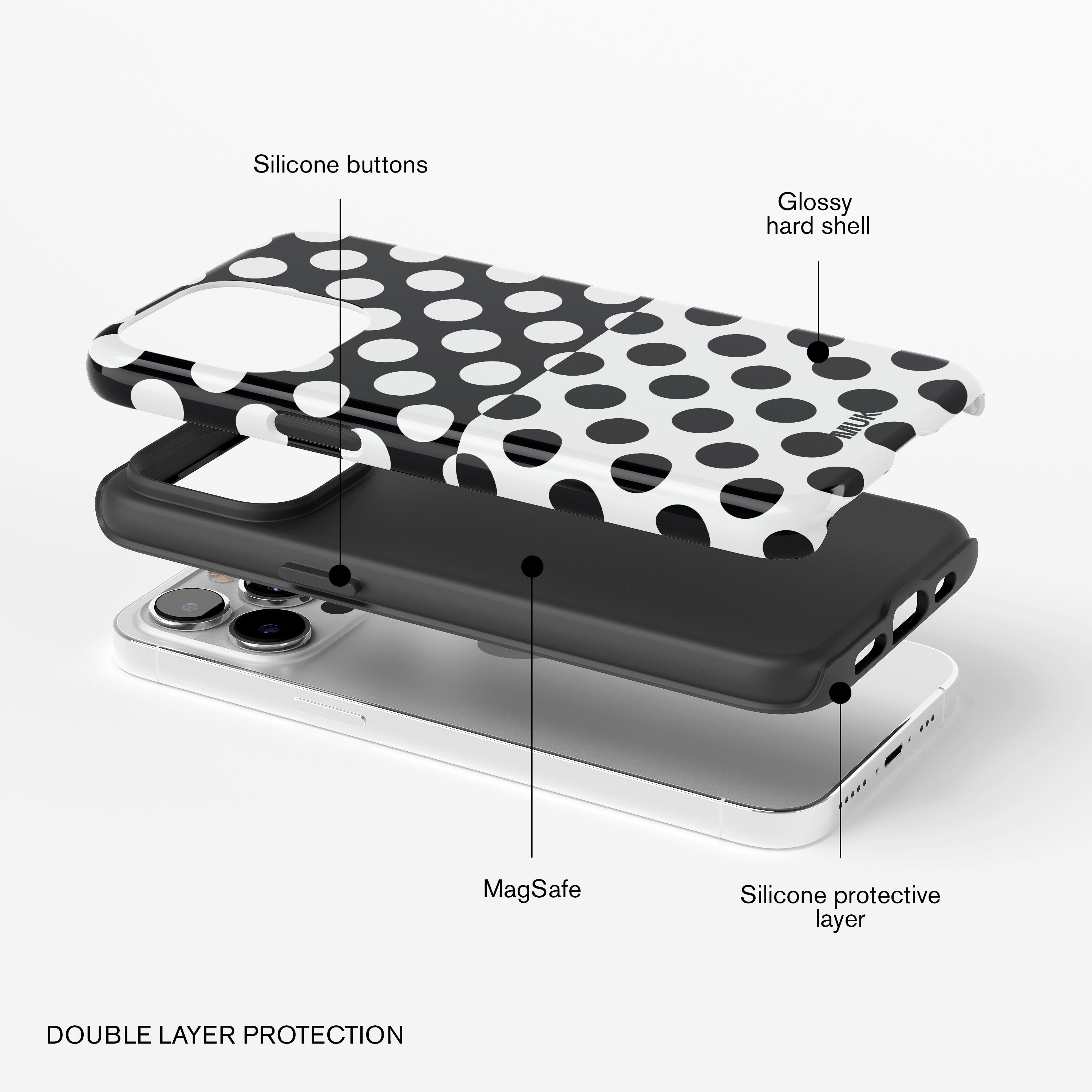 Funda de móvil Tough Magsafe - Half Dots Black and White