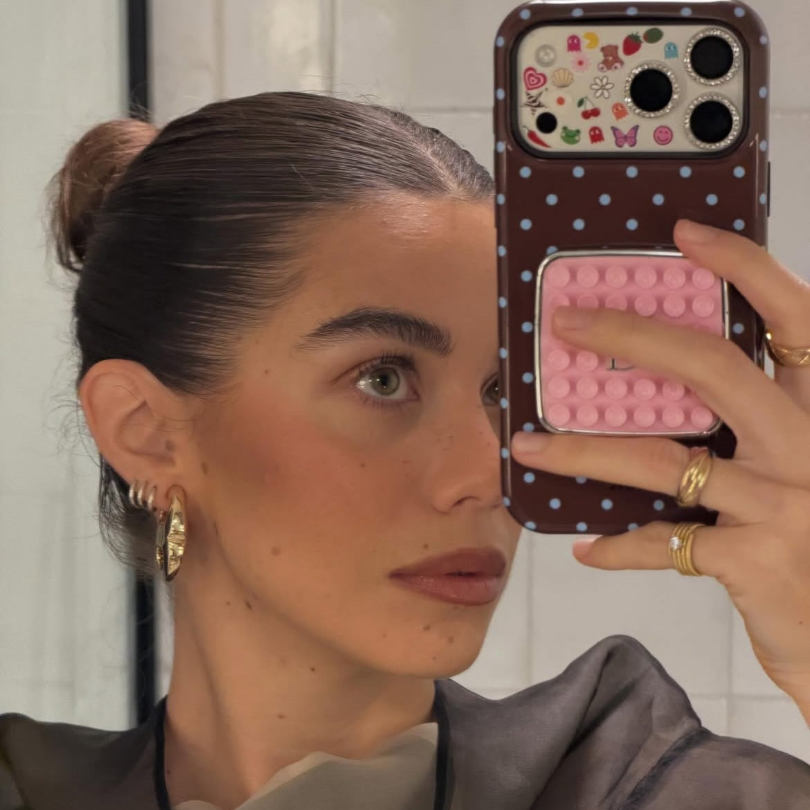 Tough Magsafe Phone Case - Small Dots Brown Blue