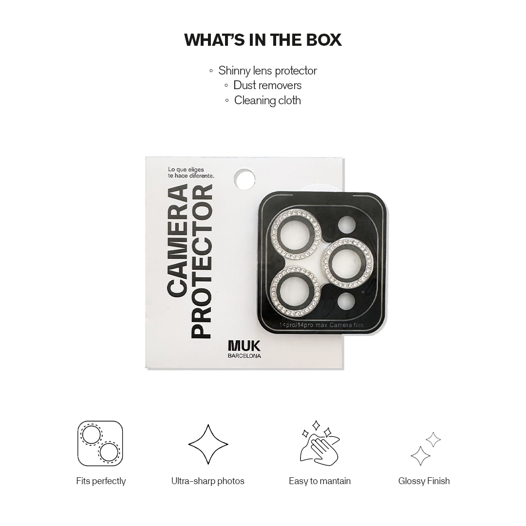 Protector de lente con brillantes