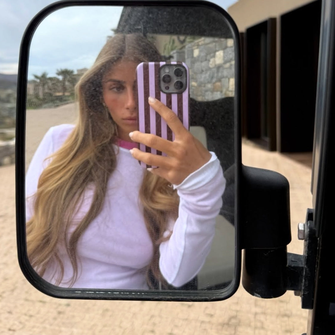 Tough Magsafe Phone Case - Stripes Pink Brown