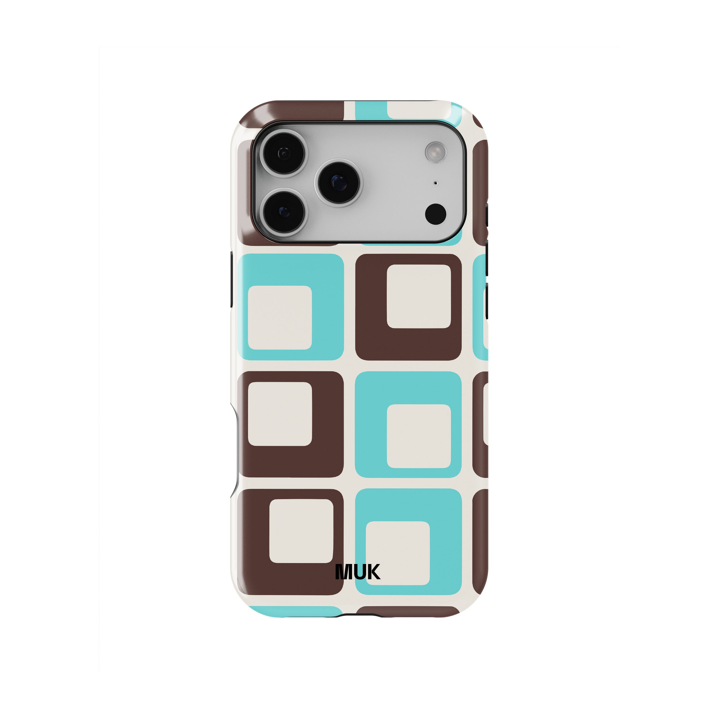 Funda de móvil Tough Magsafe - Vintage Squares Turquoise Brown