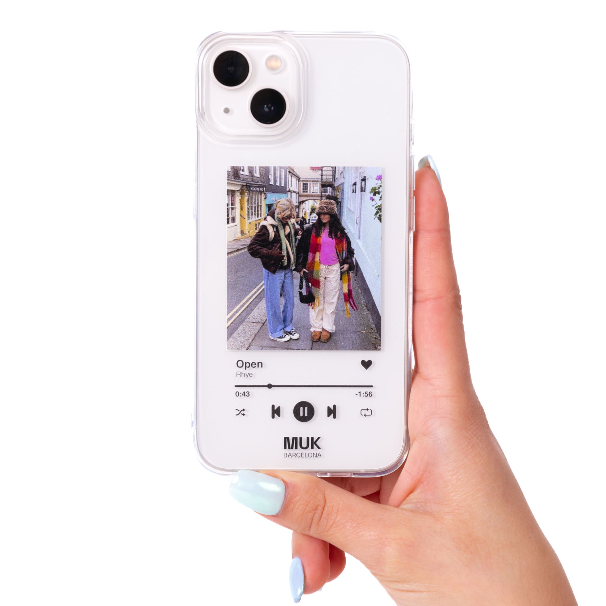 Clear Phone Case personalized with your favorite photo and song.
