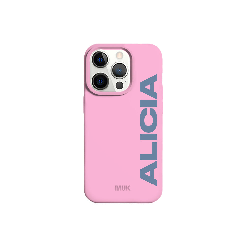 Pink TPU mobile phone case with personalized name design
