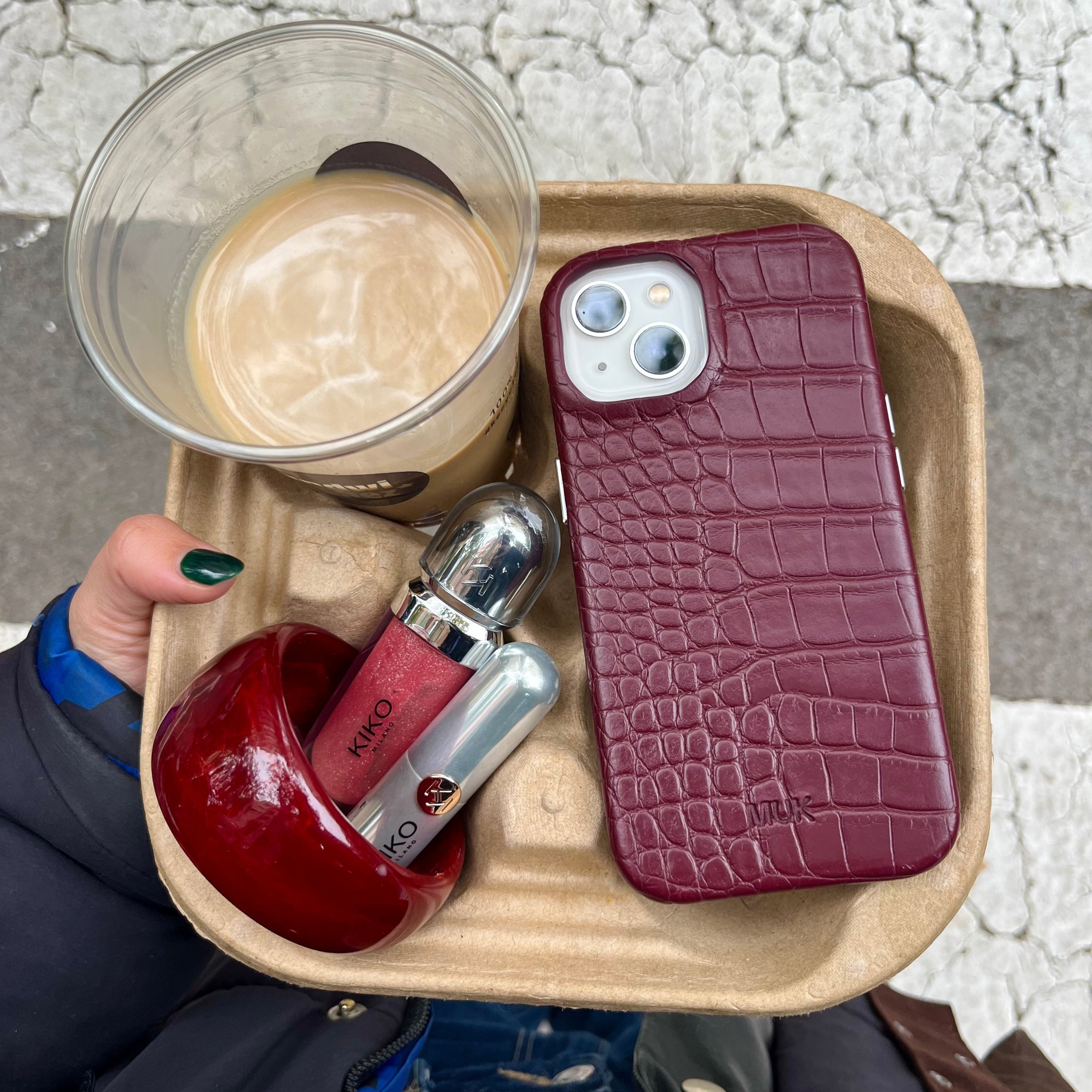 Funda de móvil Crocodile Print - Bordeaux