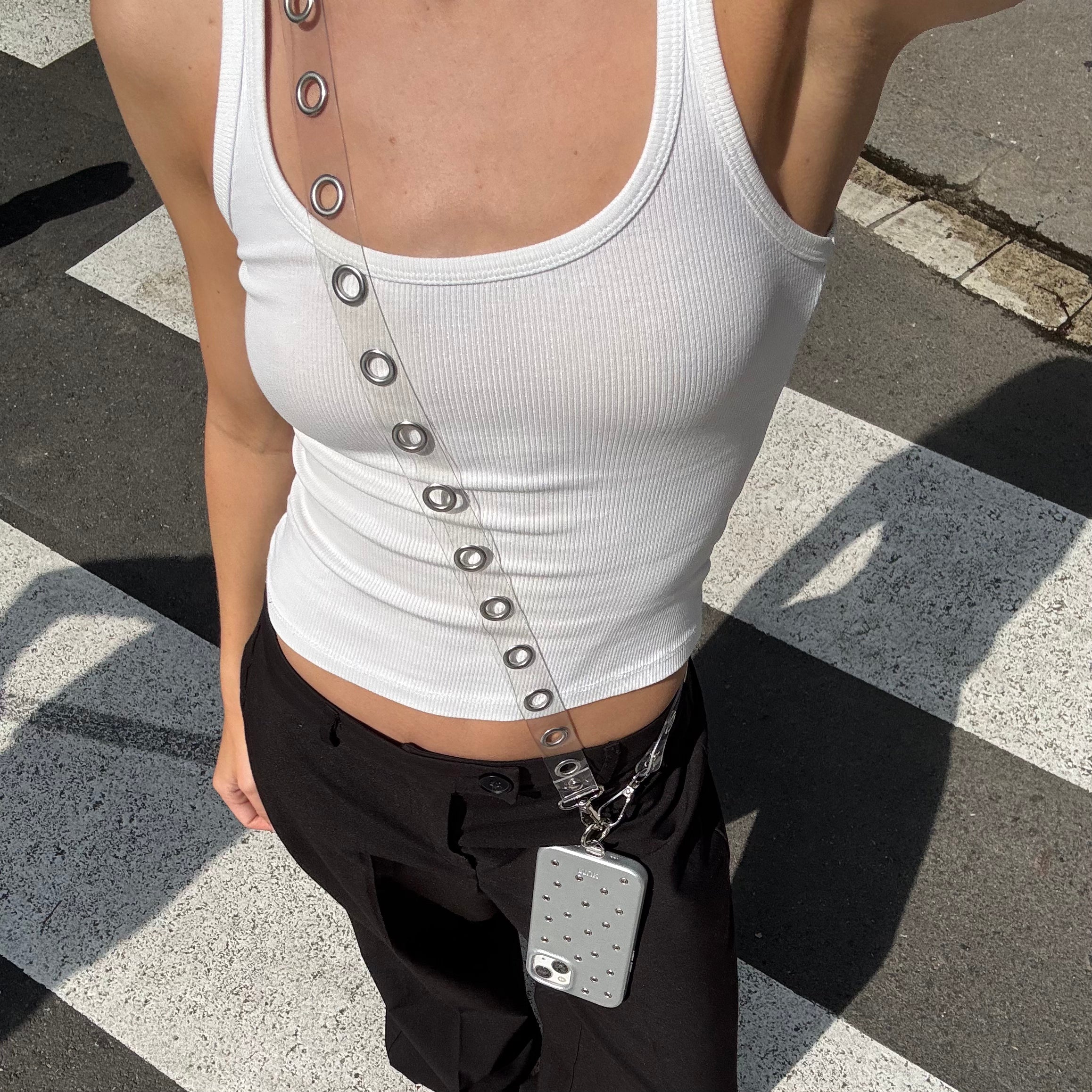 Cuerda tachas transparente