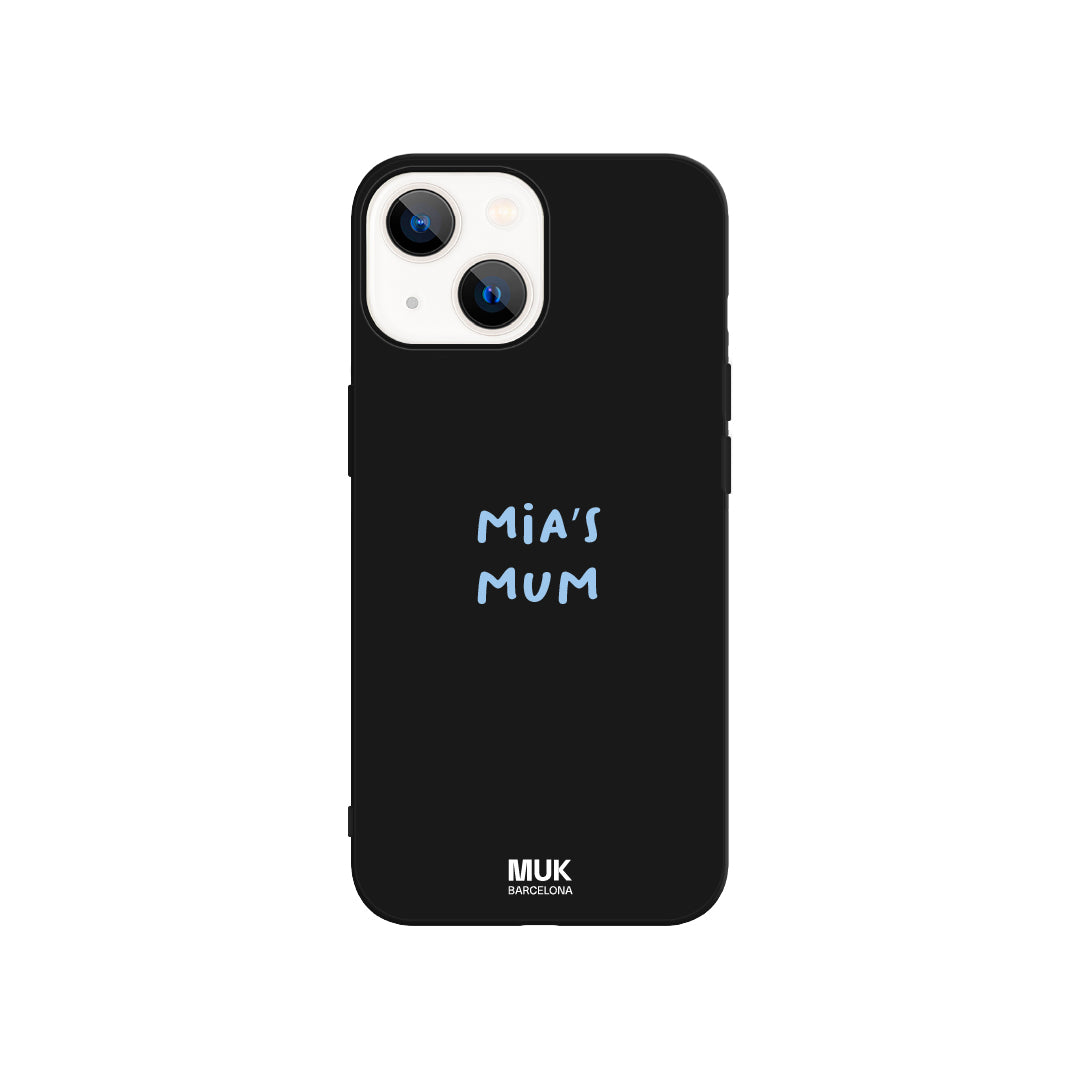 Black TPU  Phone Case with text and personalized name with handwritten typography.
