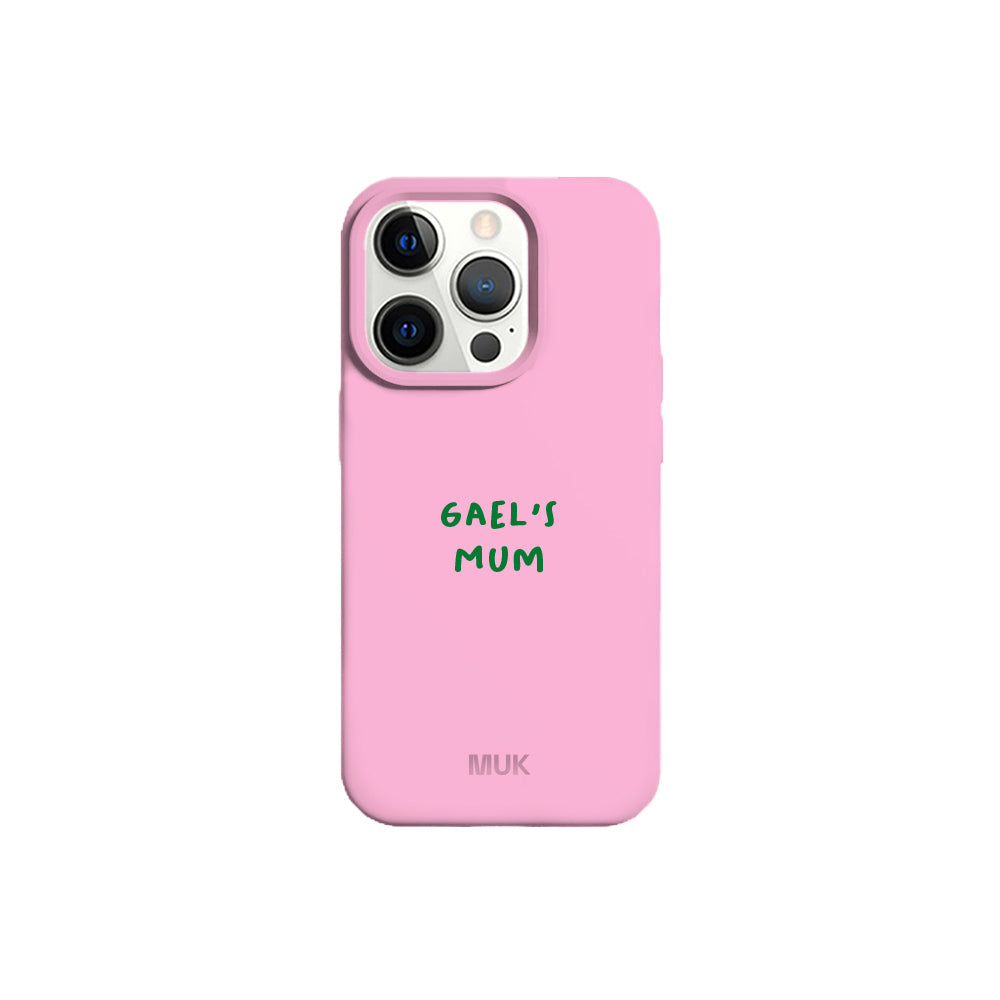Pink TPU mobile phone case with personalized name design
