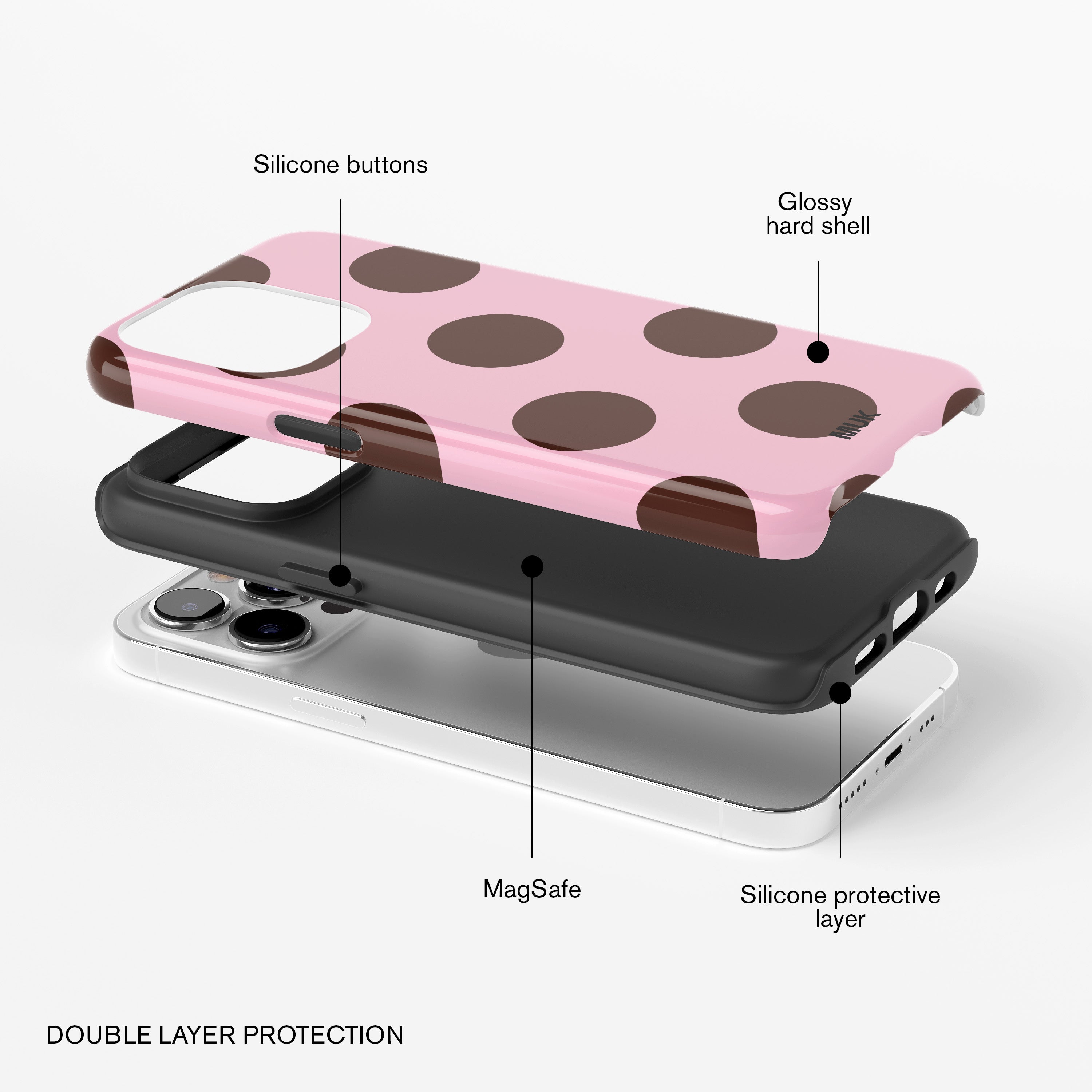 Tough Magsafe Phone Case - Dots Pink Brown