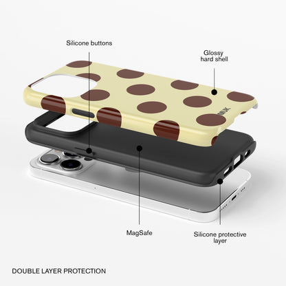 Tough Magsafe Phone Case - Big Dots Yellow Brown