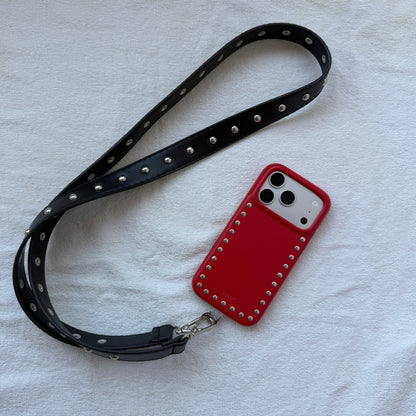 Pack: Red Studs Case + Cuerda Piel Tachas