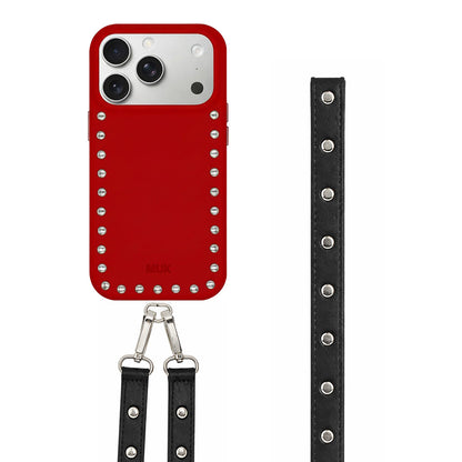 Pack: Red Studs Case + Cuerda Piel Tachas
