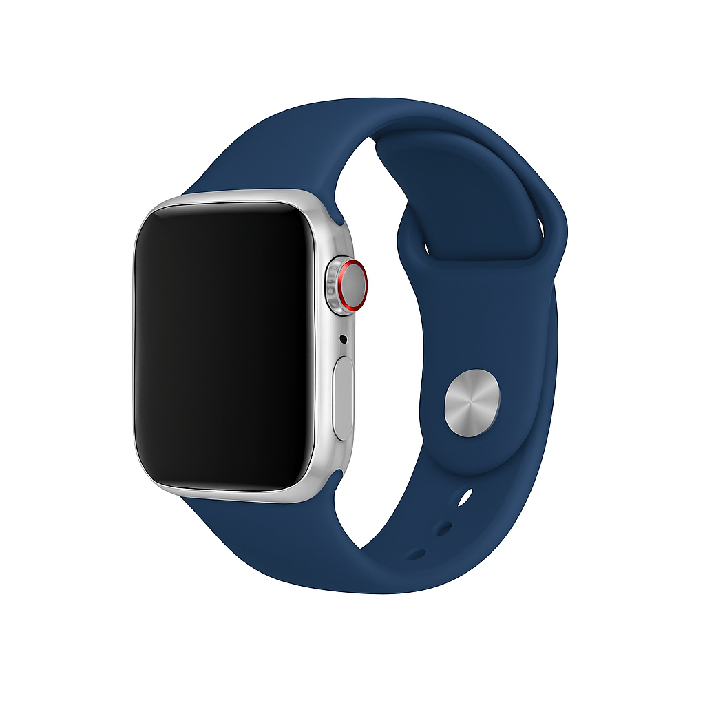 Apple Watch silicone strap in navy blue color.They are made of soft silicone that prevents skin irritation, is lightweight and durable. 
Ideal for everyday use and for sports. Fully breathable. 
