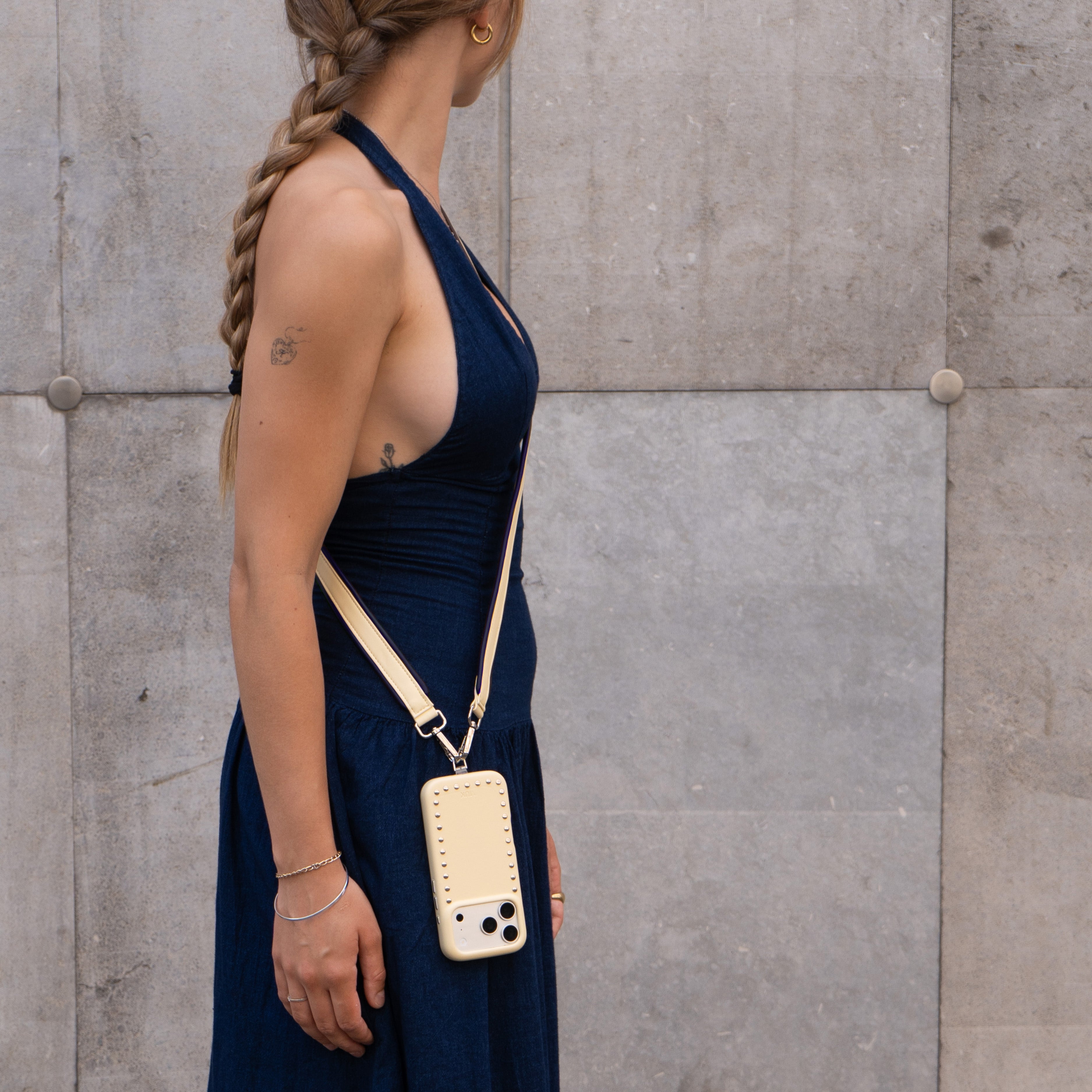 Cuerda piel Bicolor - Butter Navy