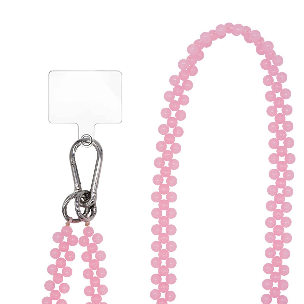 Universal pink lace 57.7 cm long, adaptable to any model and cell phone case. Universal transparent plastic adapter included. 
