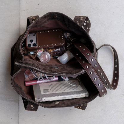 Cuerda piel tachas - Brown