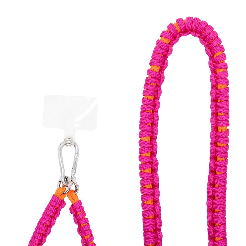 Cuerda Universal de color rosa y naranja de 55cm, resistente al agua y adaptable a cualquier modelo de móvil.
-Adaptador universal: argolla y adaptador de plástico incluídos, compatible con la mayoría de fundas de móvil.
















































