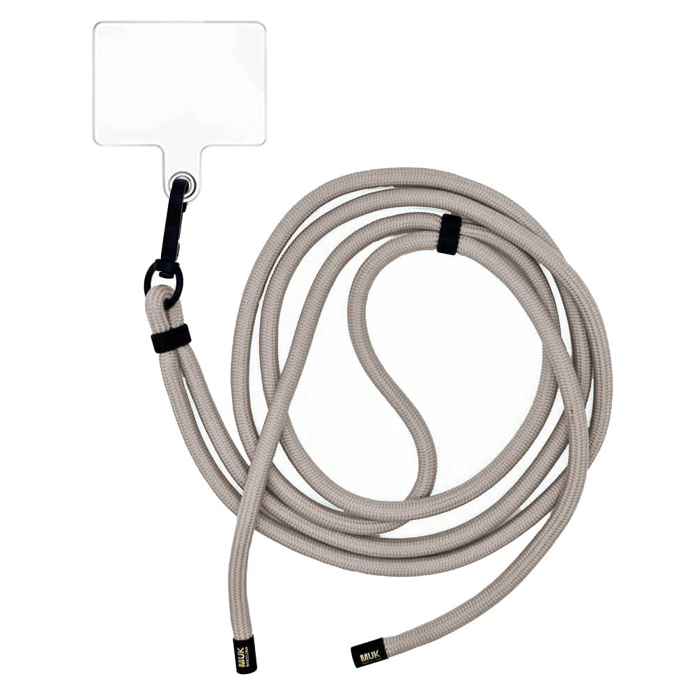 75cm long universal stone cord adaptable to any model and cell phone case. Universal transparent plastic adapter included.
