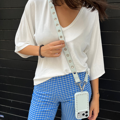 Cuerda piel tachas - Mint