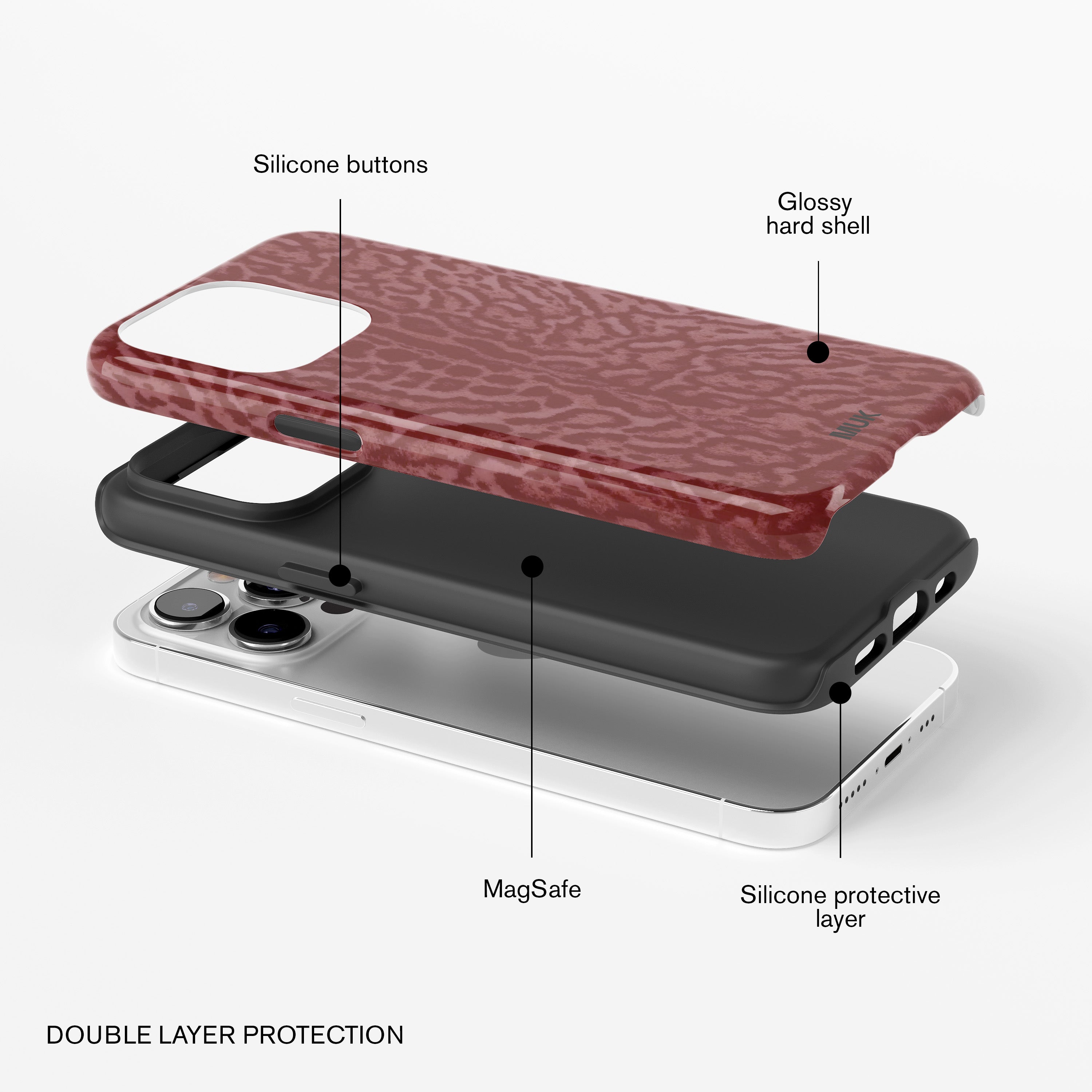 Tough Magsafe Case - Red Animal Print