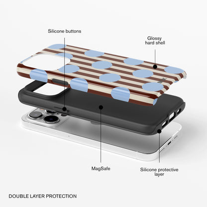 Tough Magsafe Phone Case - Stripes Big Dots Blue