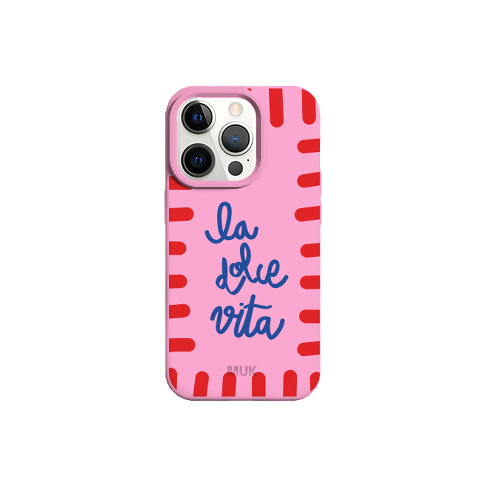 Funda de móvil TPU rosa con diseño "La Dolce Vita"
