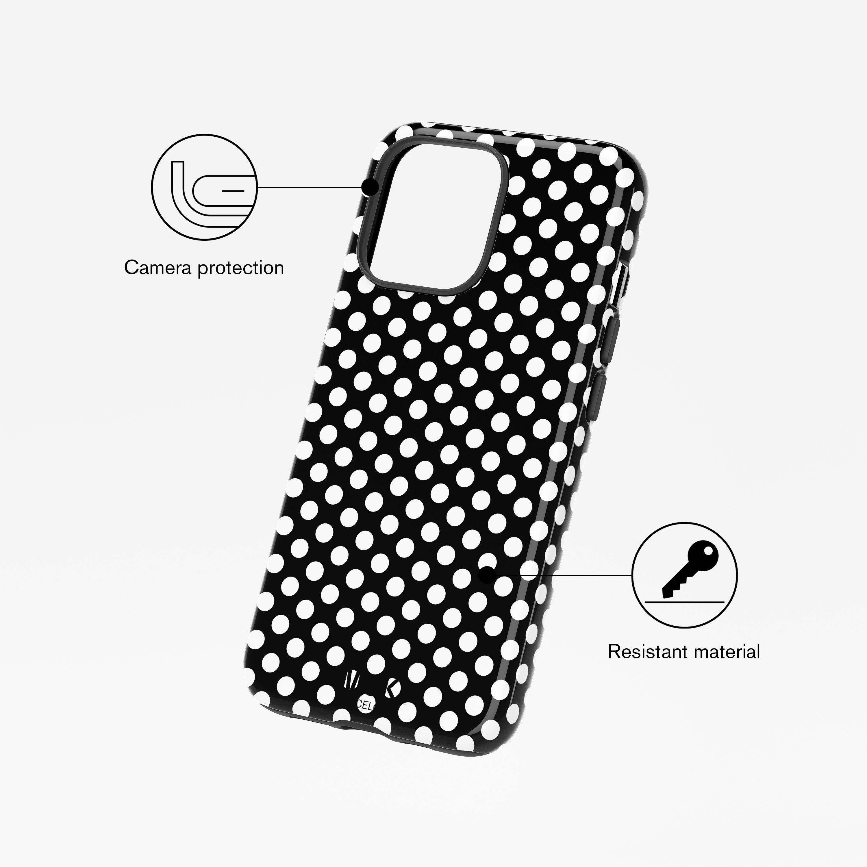 Tough Magsafe Phone Case - Polka Dots Black