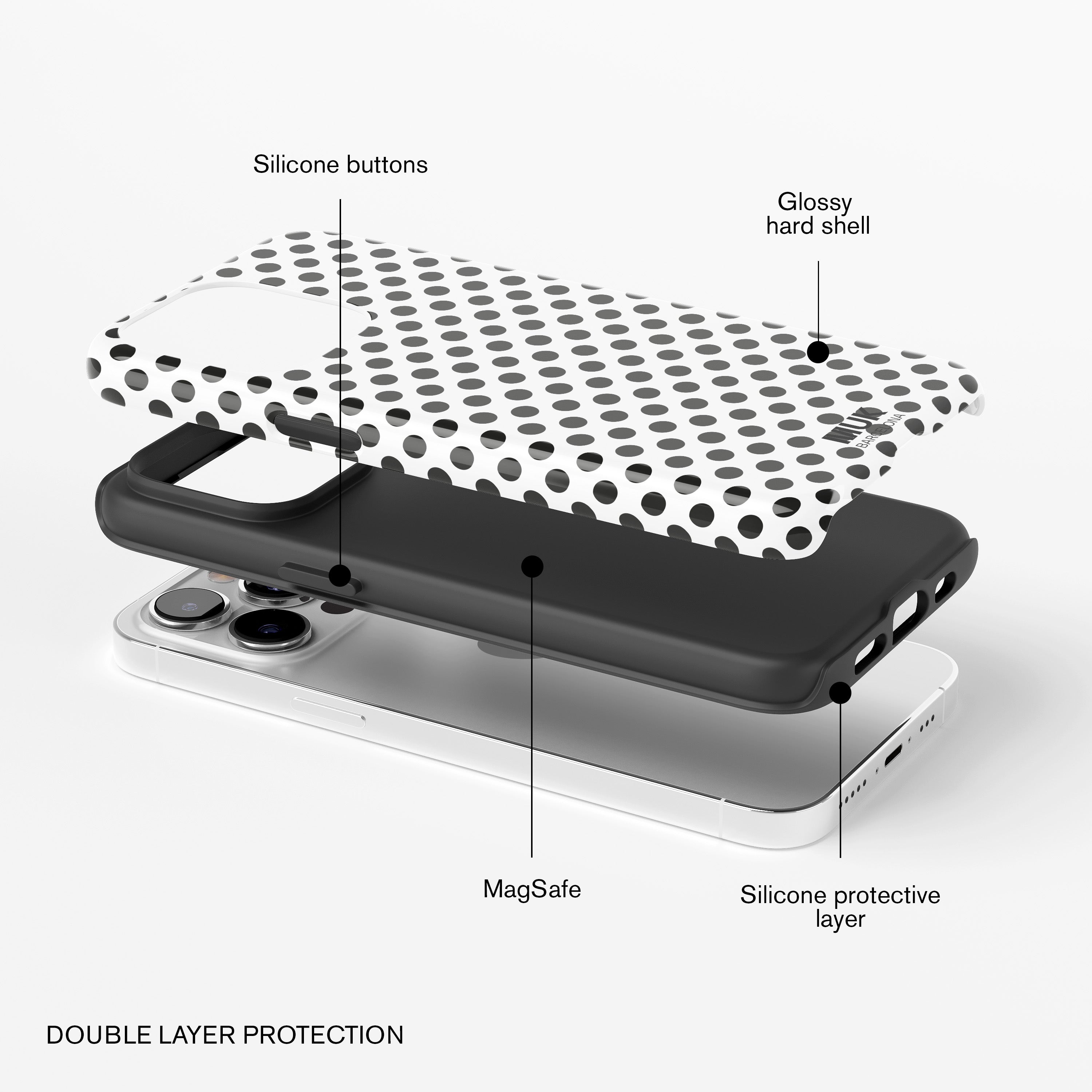 Tough Magsafe Phone Case - Polka Dots White