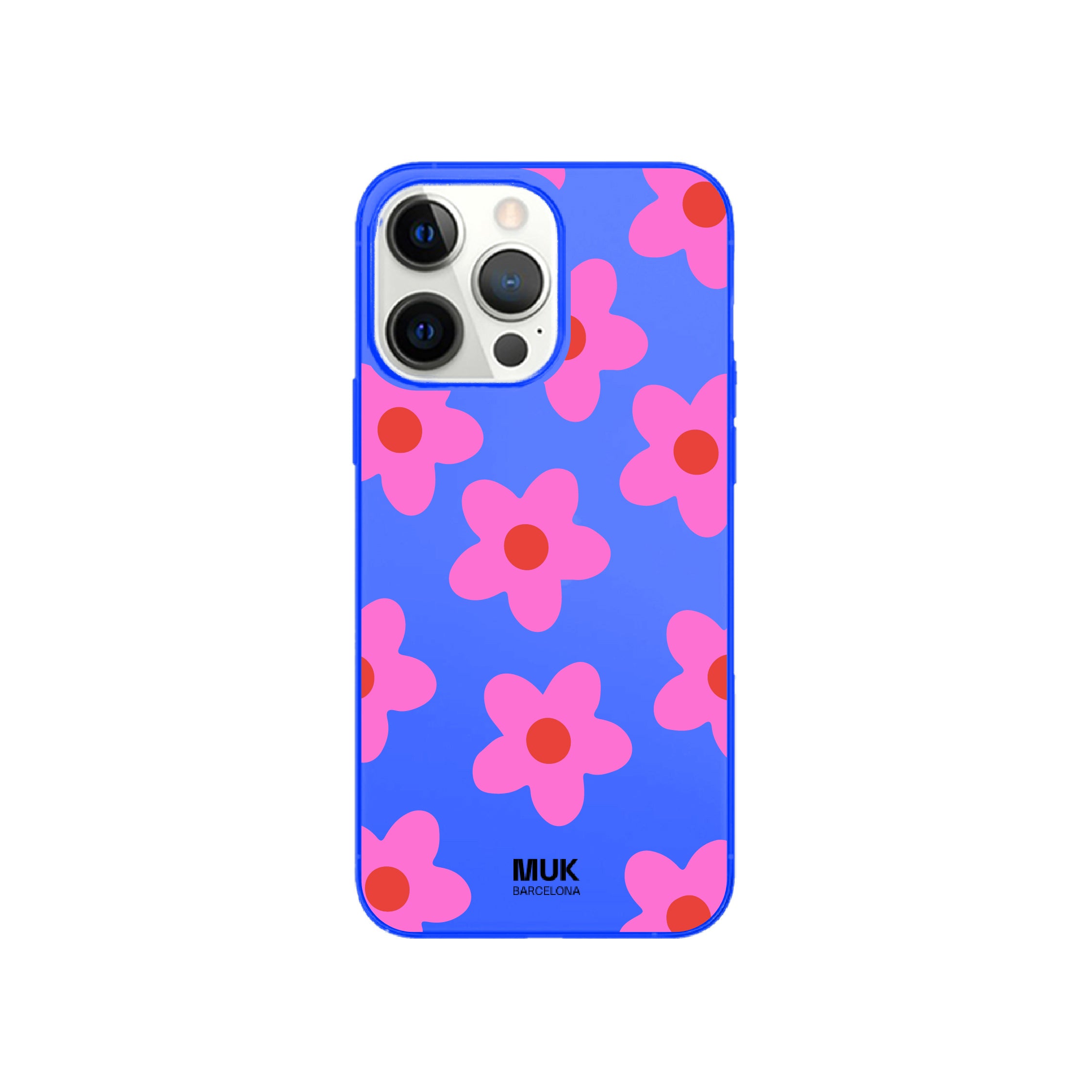 Funda de móvil color blue fluor con diseño de flores
