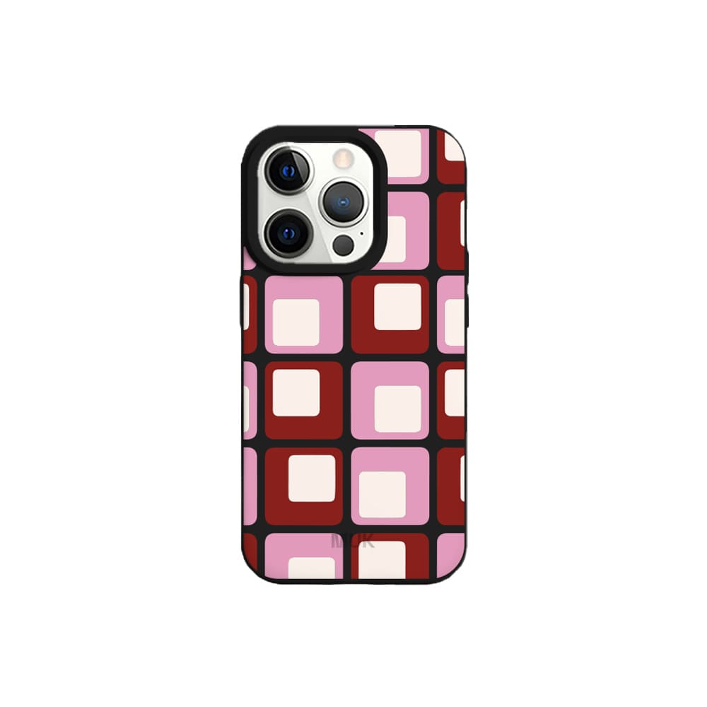 Funda de móvil TPU negra con diseño 80's squares
