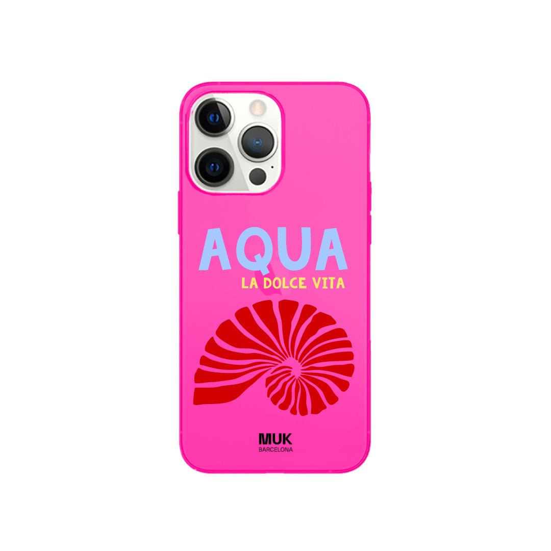 Funda de móvil color pink fluor con diseño Aqua
