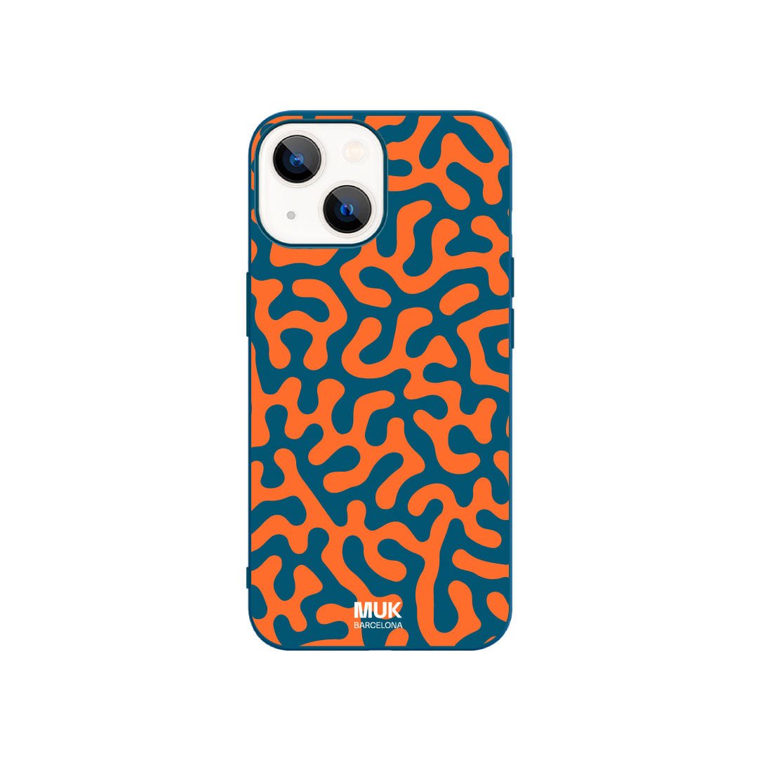 Blue TPU phone case with coral and reef design
