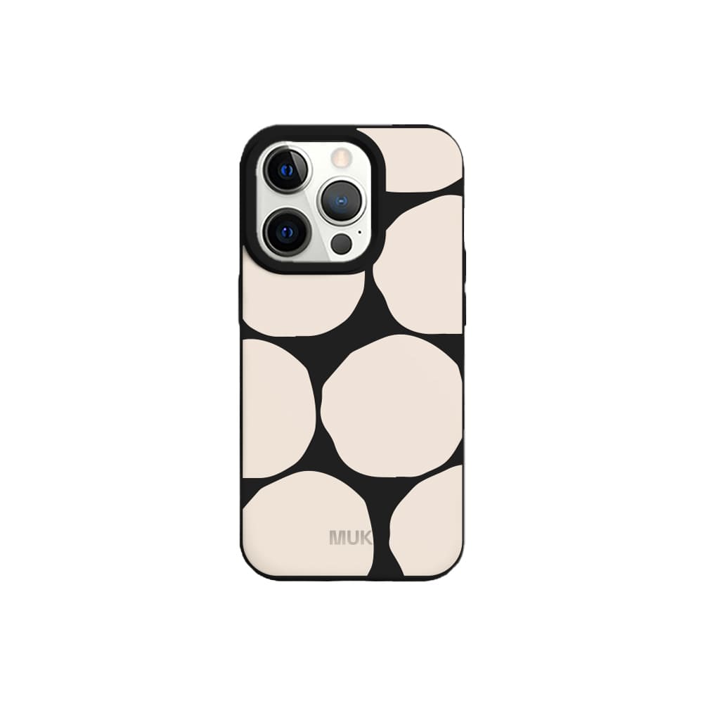 Funda de móvil TPU negra con diseño de puntos en color beige 
