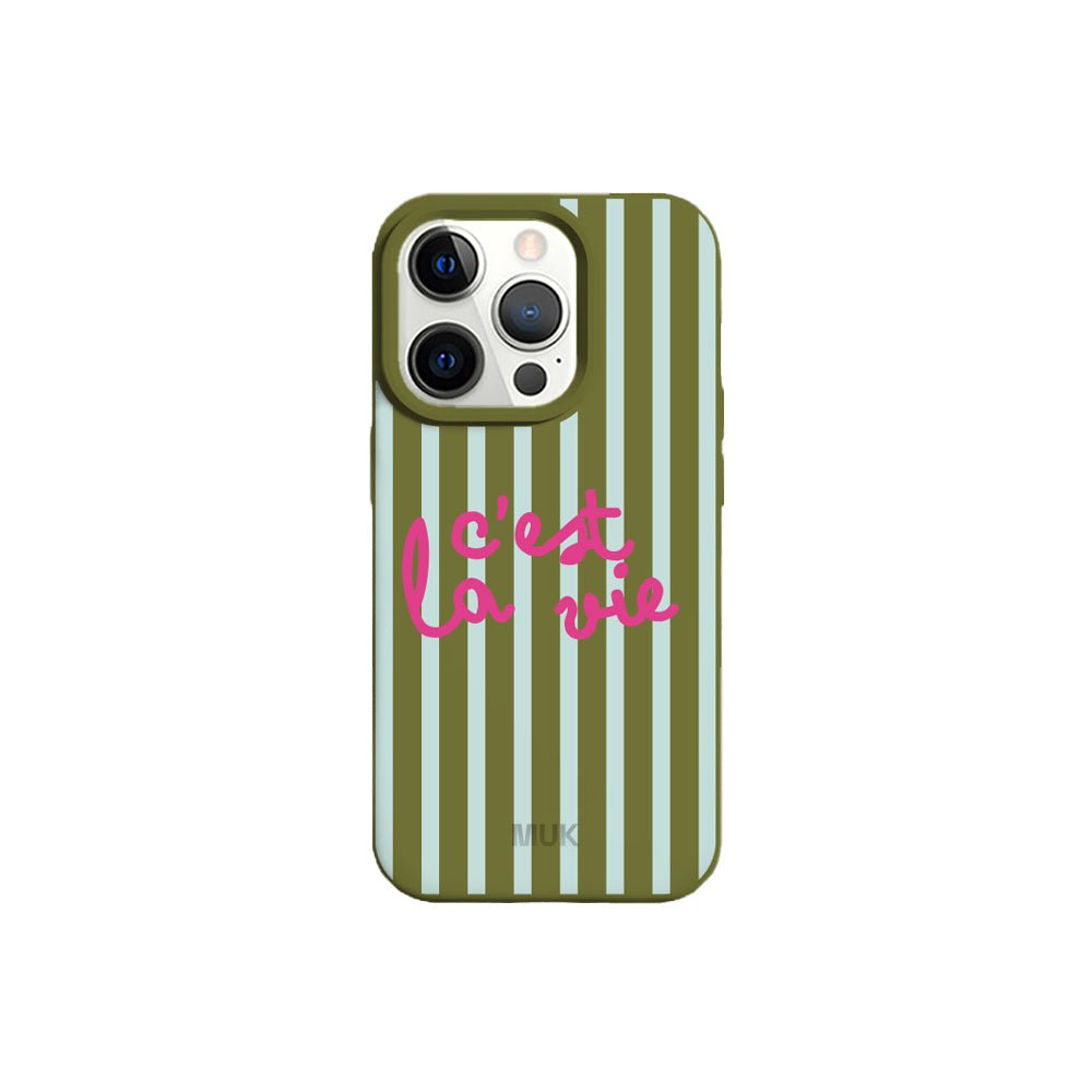 Funda de móvil TPU verde con diseño c'est la vie
