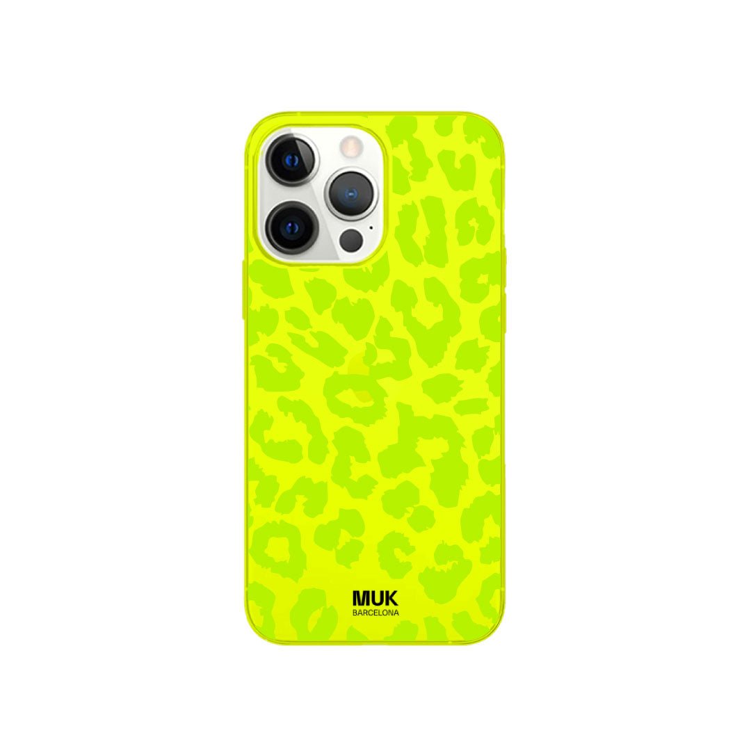 Funda de móvil color yellow fluor con diseño Cheetah
