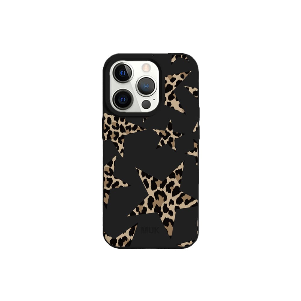 Funda de móvil TPU negra con diseño de cheetah stars
