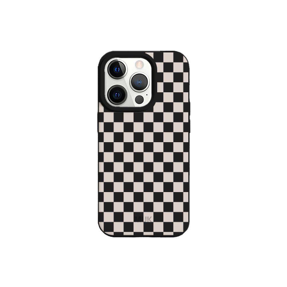 Black TPU mobile phone case with chess design
