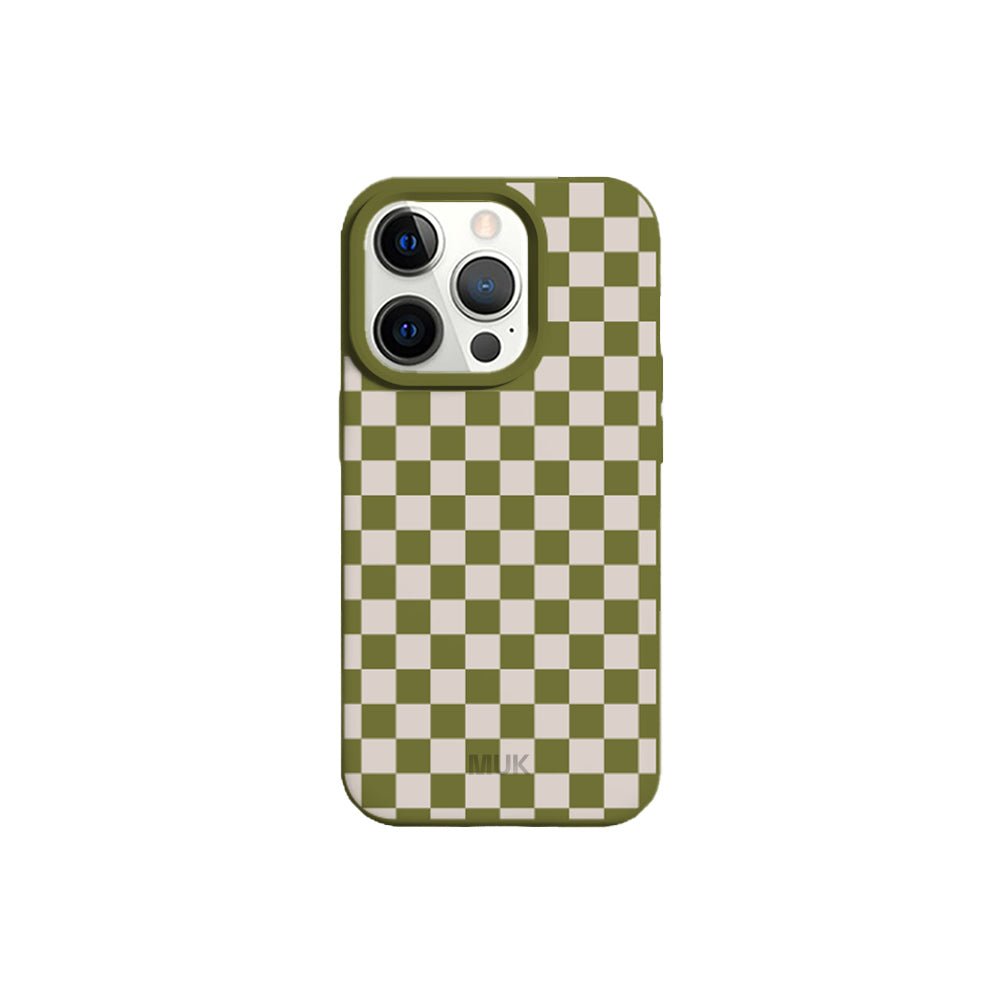 Green TPU mobile phone case with chess design
