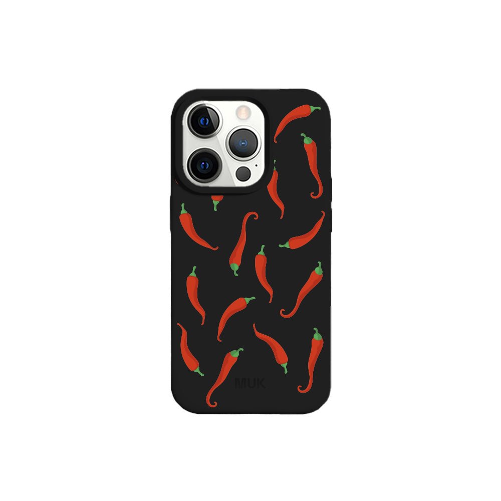 Black TPU mobile phone case with chili's design
