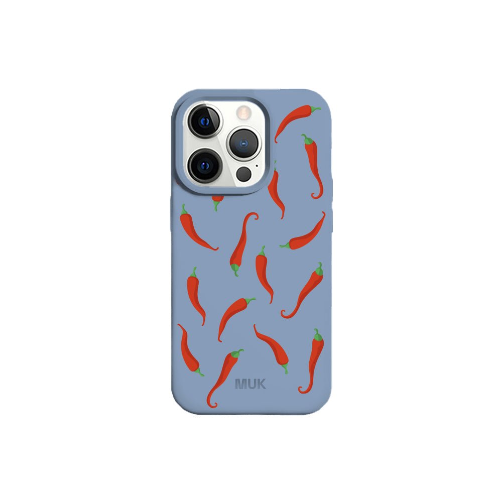 Blue TPU mobile case with chili's design
