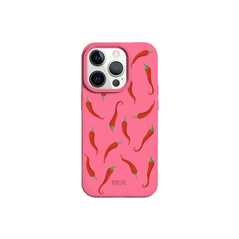 Pink TPU mobile phone case with chili's design
